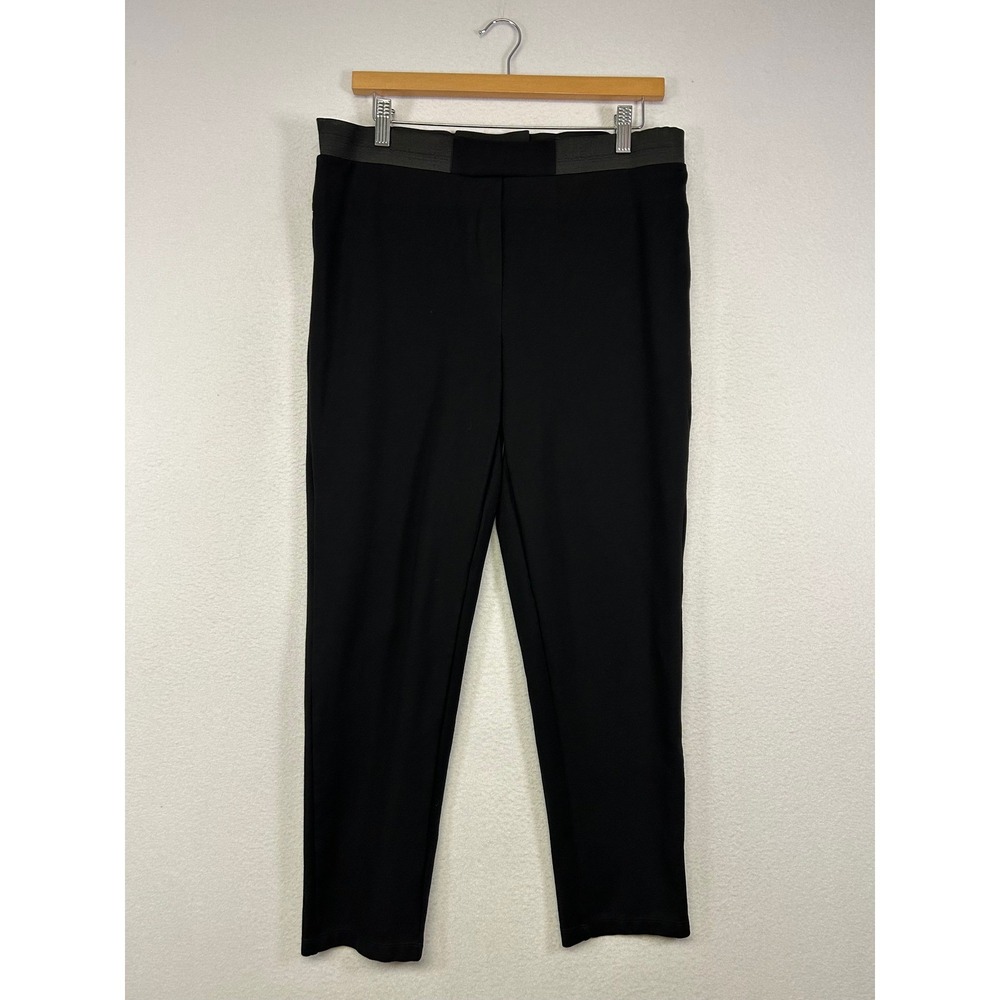 Officecore Calvin Klein Women 14P Black Elastic Waist Slim Ponte Trousers